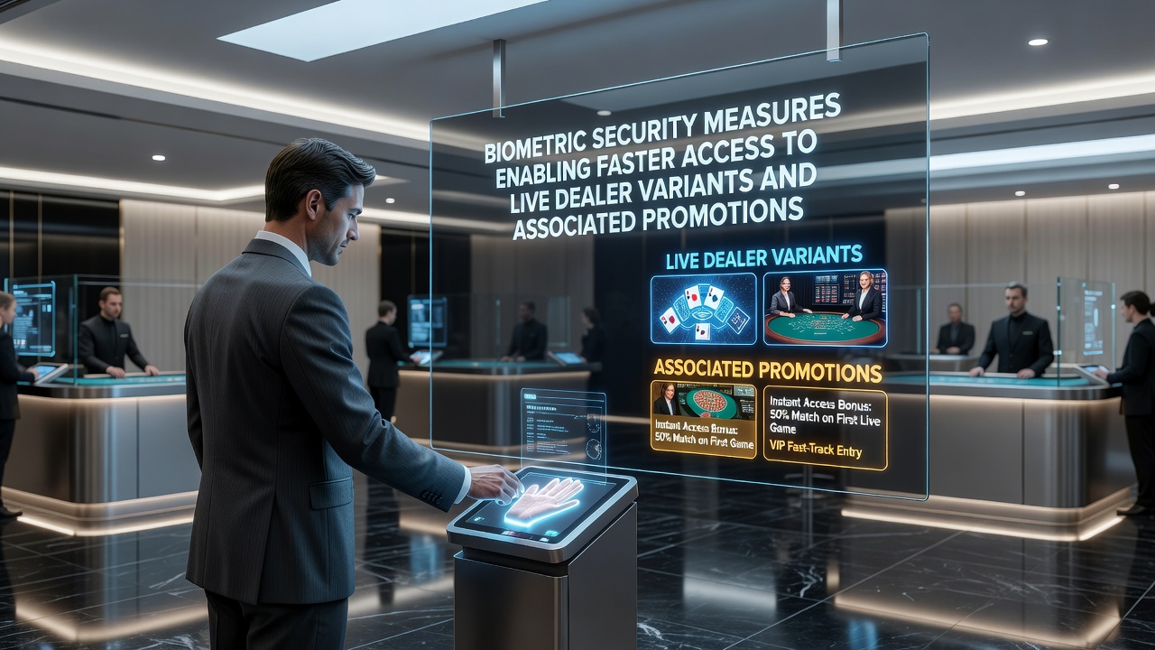 Player using facial recognition on a tablet to access a live dealer blackjack table with bonus indicators displayed