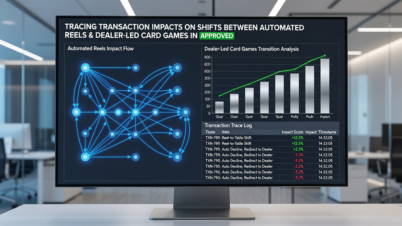 Analytics dashboard displaying transaction data linked to game category transitions