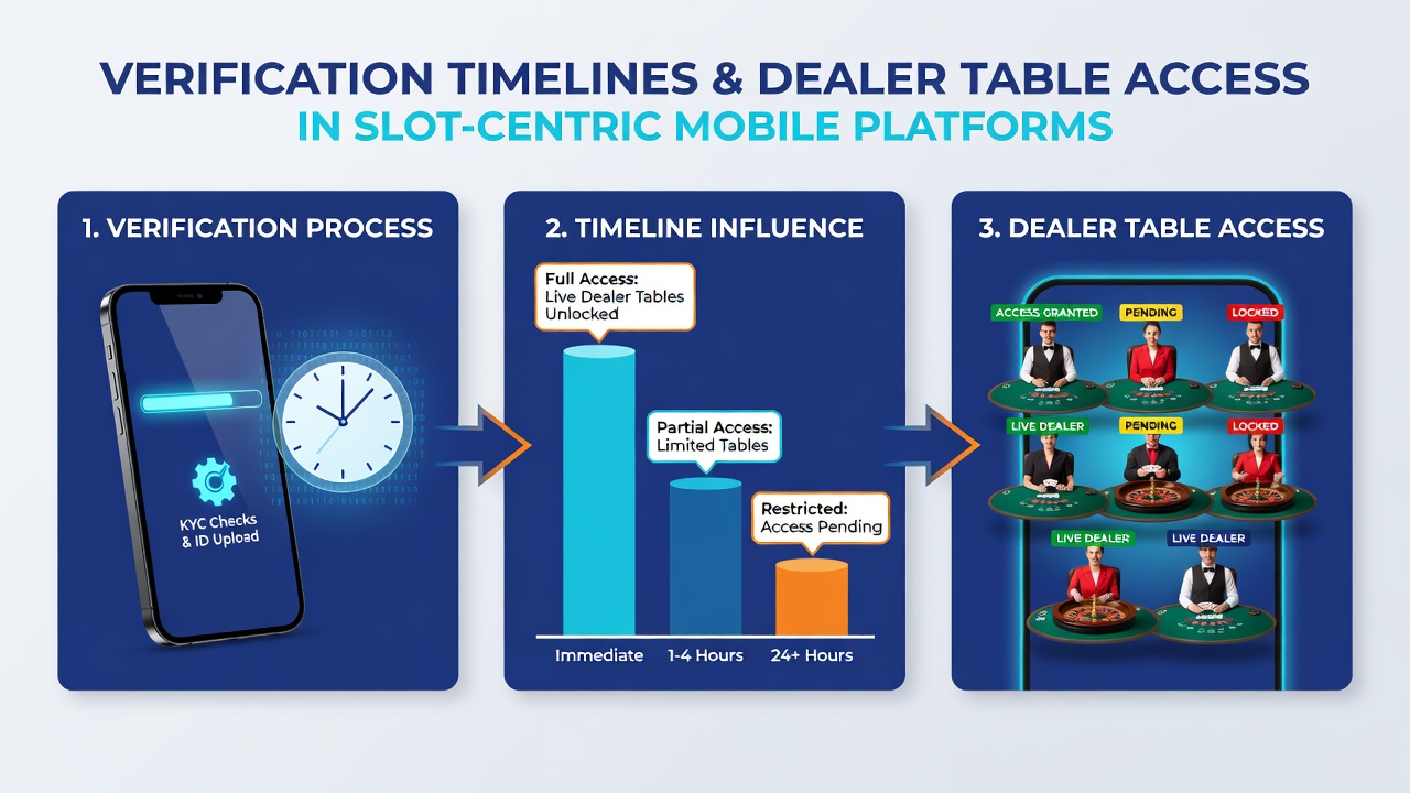 Live dealer table screen on a mobile device with verification progress overlay