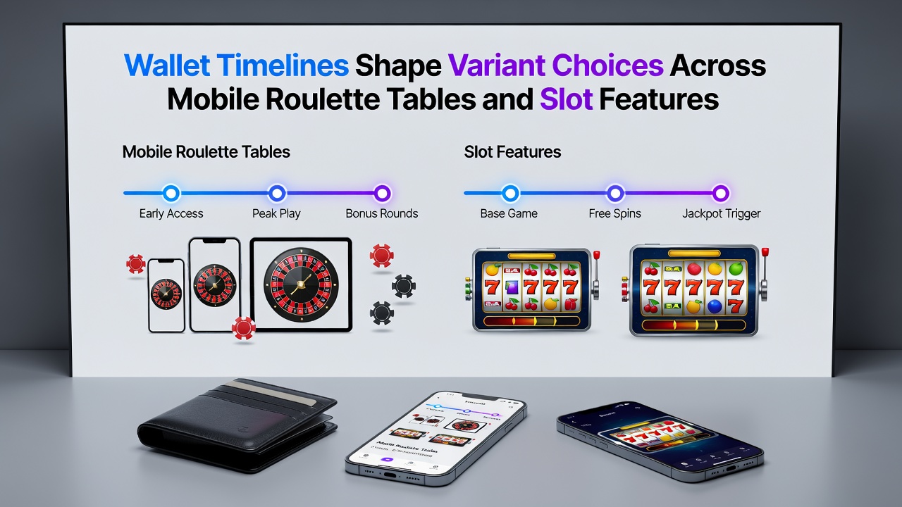 Close-up view of mobile roulette wheel and slot reels with overlaid wallet transaction status indicators